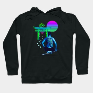 Blue Yakuza Vaporwave Synthwave Aesthetic Hoodie